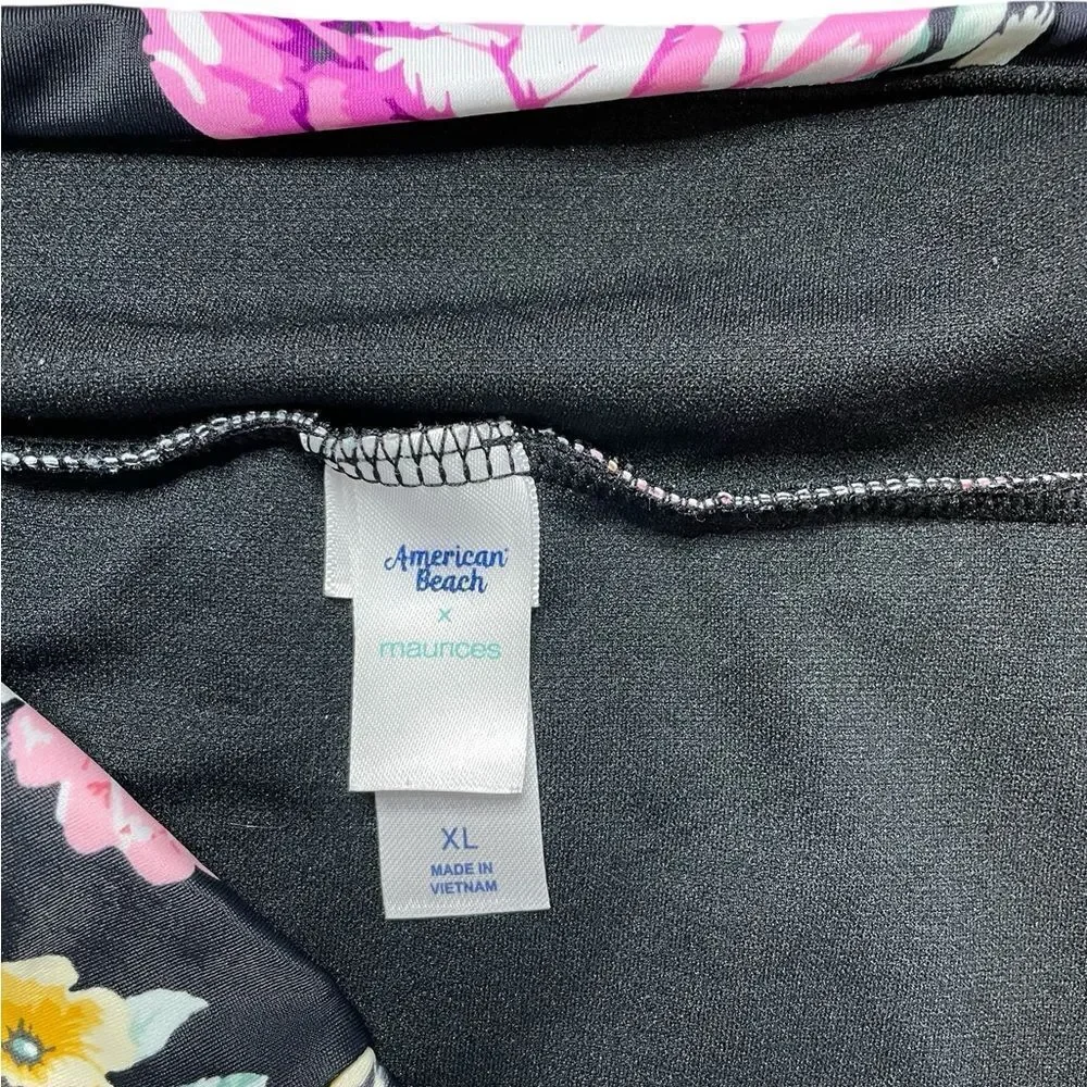 AMERICAN BEACH X MAURICES Floral Tankini Flattering Black Size Large / XL